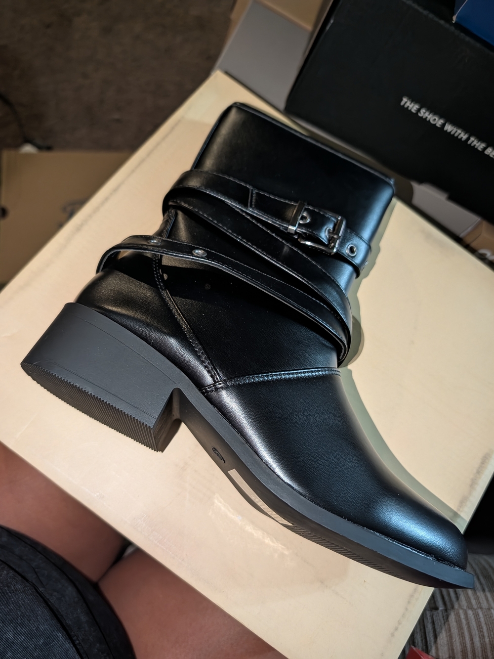 Yoki Black Women's Strap Buckle Ankle Boots